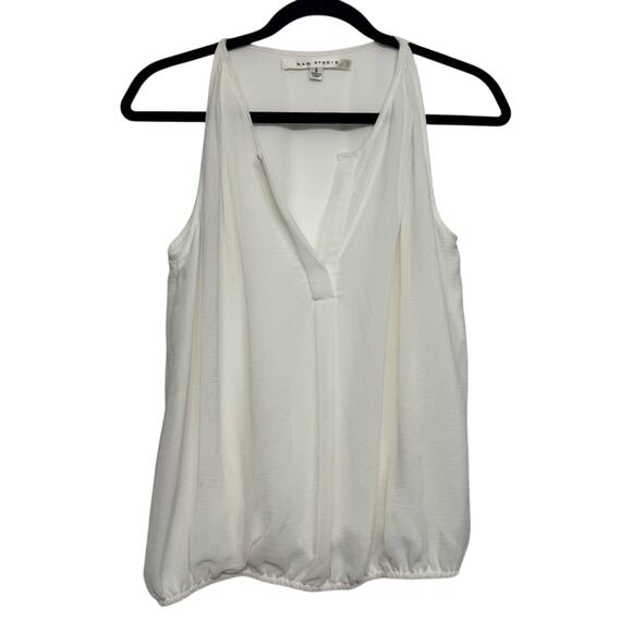 Max Studio White Sleeveless V-Neck Blouse Womens Small Minimalist Chic Workwear - Picture 1 of 7